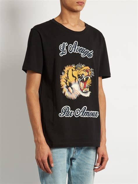 gucci tiger t shirt black|gucci tiger t shirt men.